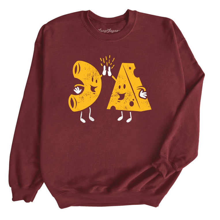 Mac And Cheese High Five Graphic Sweatshirt - Maroon