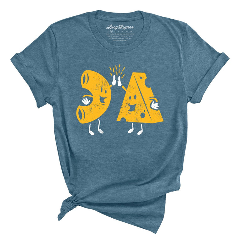 Mac And Cheese High Five Graphic Tee - Heather Deep Teal