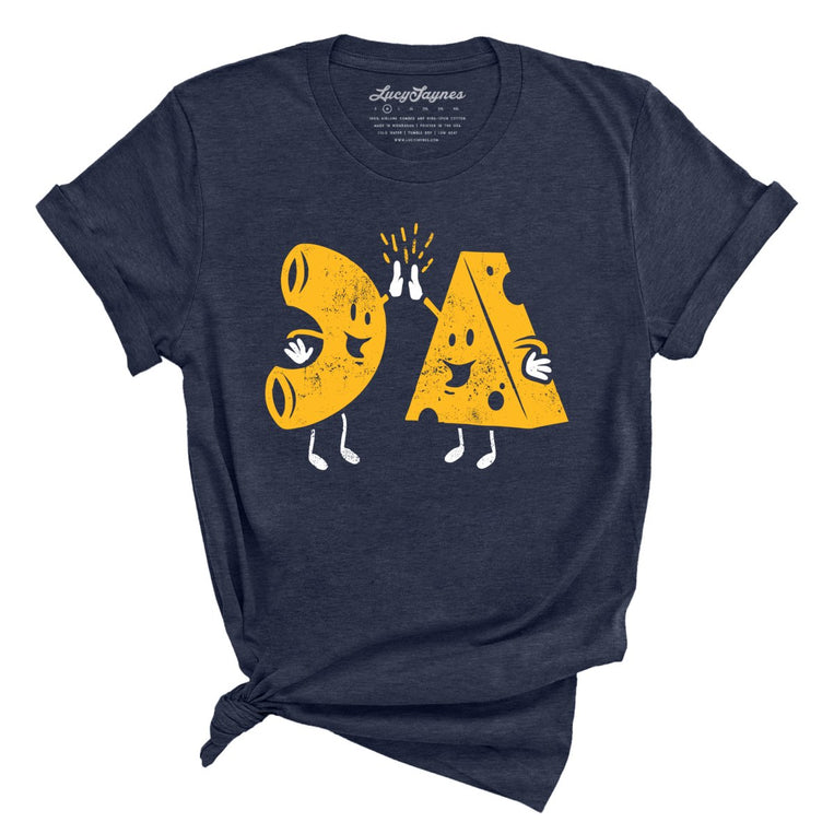 Mac And Cheese High Five Graphic Tee - Heather Midnight Navy