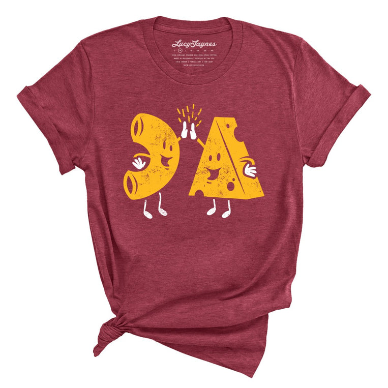 Mac And Cheese High Five Graphic Tee - Heather Raspberry