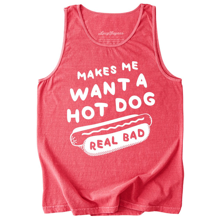 Makes Me Want A Hot Dog Real Bad Comfort Colors Graphic Tank Top - Watermelon