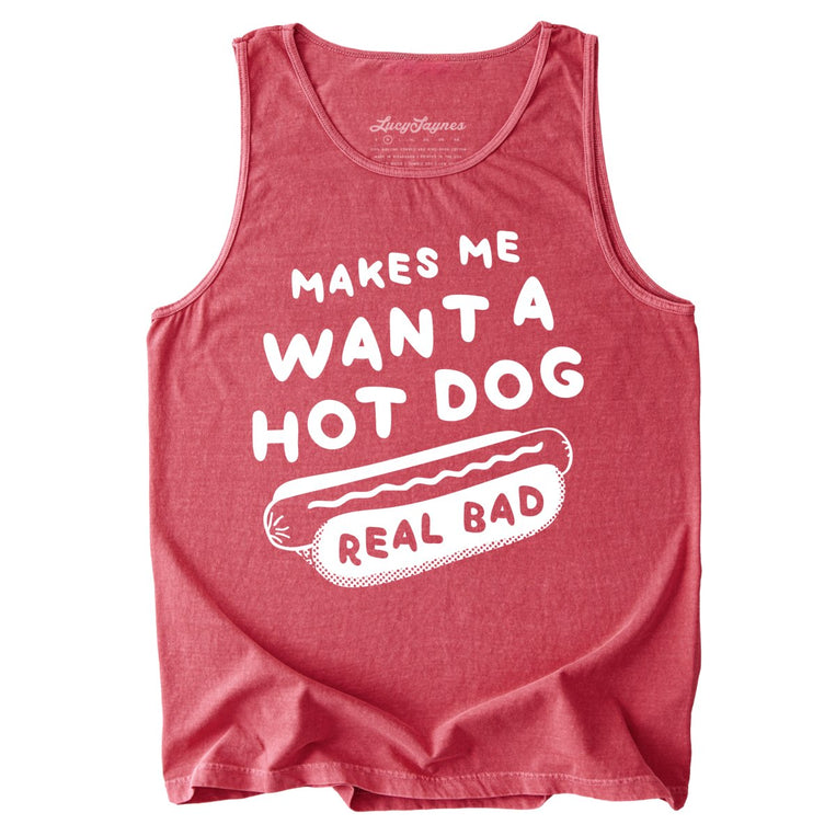 Makes Me Want A Hot Dog Real Bad Comfort Colors Graphic Tank Top - Crimson