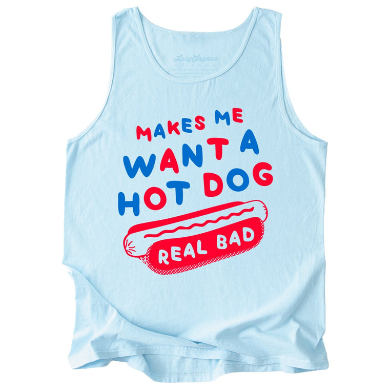 Makes Me Want A Hot Dog Real Bad Comfort Colors Graphic Tank Top - Chambray