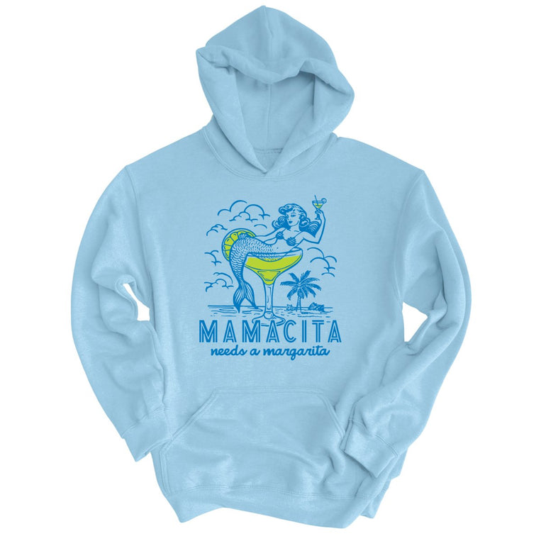 Mamacita Needs A Margarita Graphic Hoodie - Light Blue