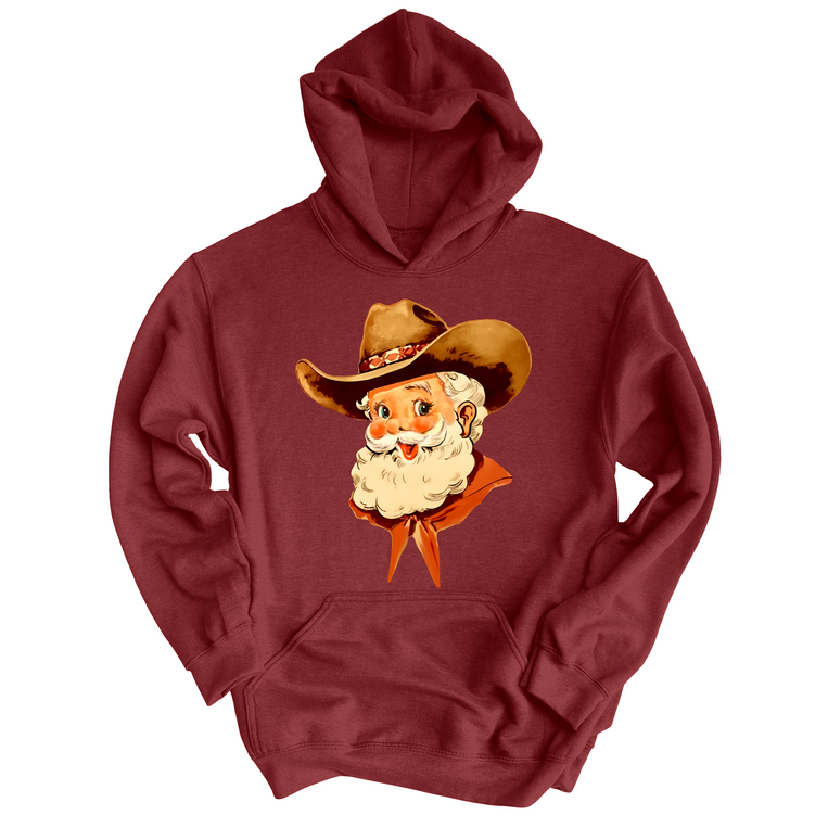 Cowboy Santa Graphic Hoodie - Maroon