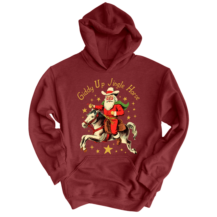 Giddy Up Jingle Horse Graphic Hoodie - Maroon