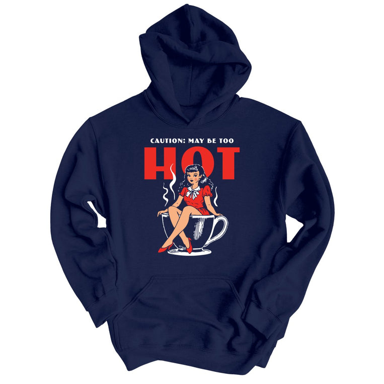 May Be Too Hot Coffee Pinup Graphic Hoodie - Navy