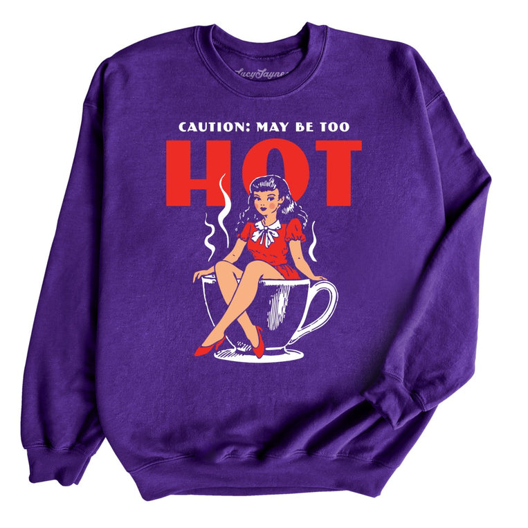 May Be Too Hot Coffee Pinup Graphic Sweatshirt - Purple