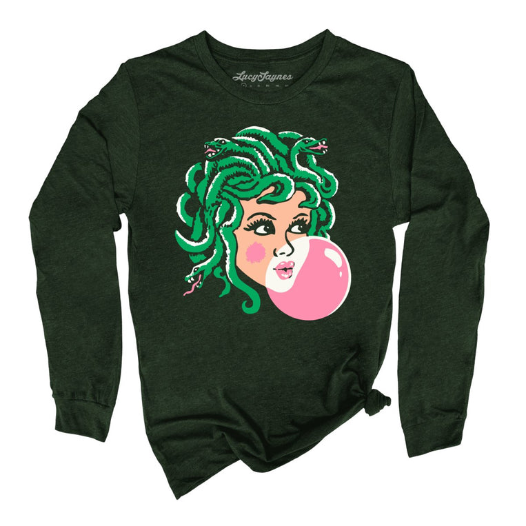 Medusa Bubblegum Graphic Long Sleeve Tee - Heather Forest