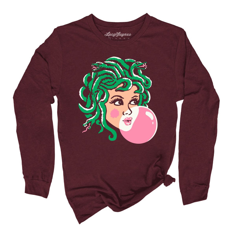 Medusa Bubblegum Graphic Long Sleeve Tee - Maroon
