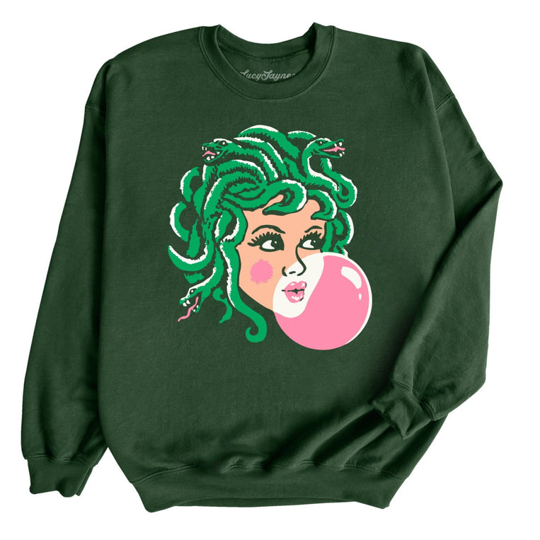 Medusa Bubblegum Graphic Sweatshirt - Forest Green