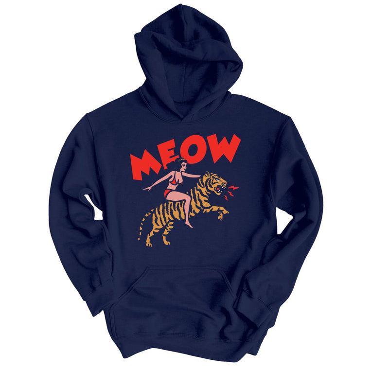 Meow Tiger Graphic Hoodie - Navy