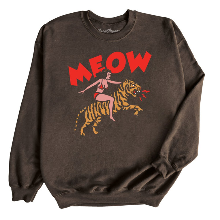 Meow Tiger Graphic Sweatshirt - Dark Chocolate