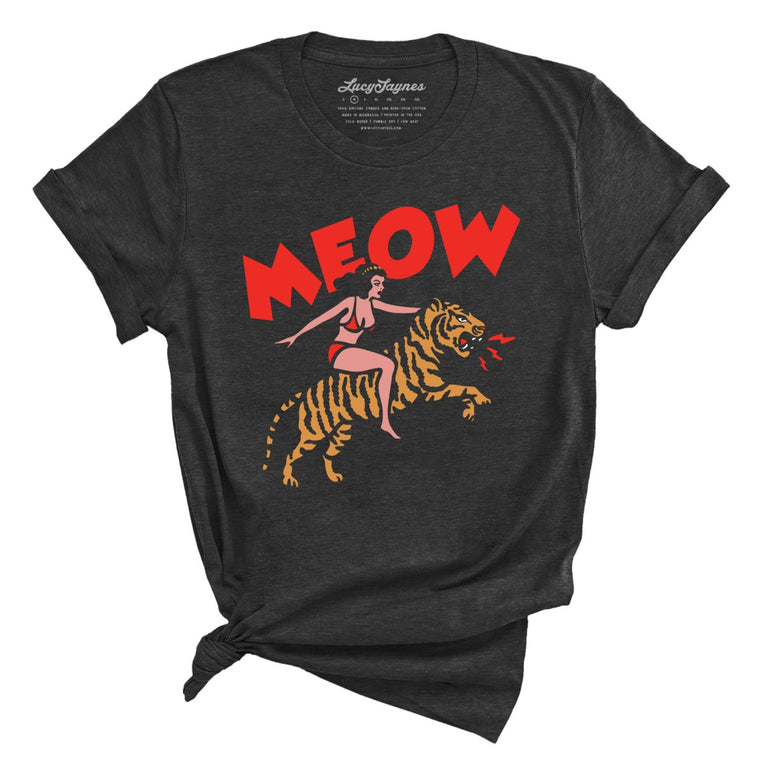 Meow Tiger Graphic Tee - Dark Grey Heather