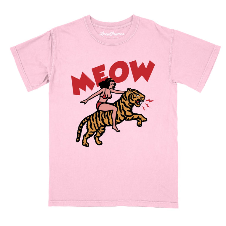 Meow Tiger Comfort Colors Graphic Tee - Blossom