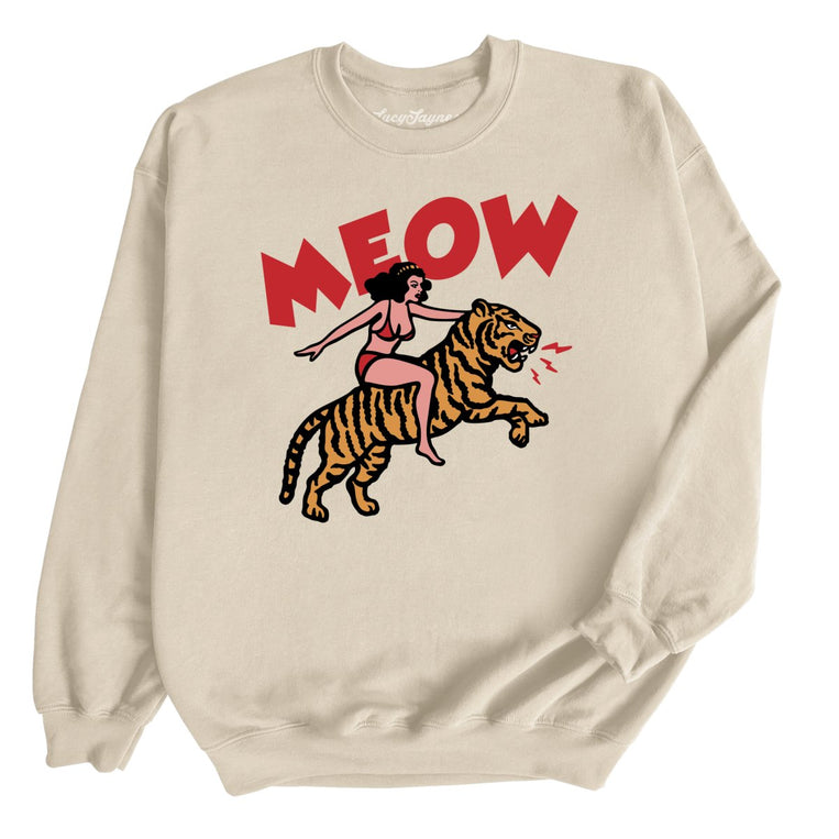 Meow Tiger Graphic Sweatshirt - Sand