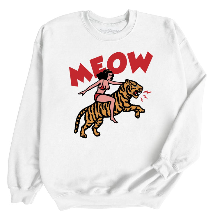 Meow Tiger Graphic Sweatshirt - White
