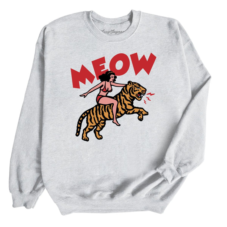 Meow Tiger Graphic Sweatshirt - Ash