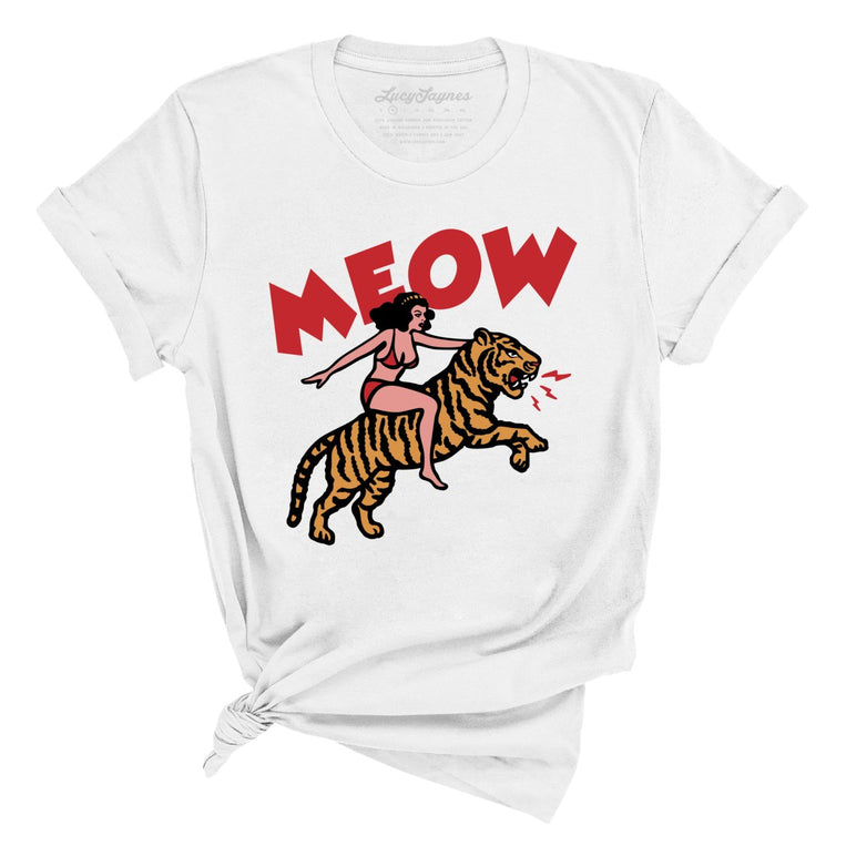 Meow Tiger Graphic Tee - White