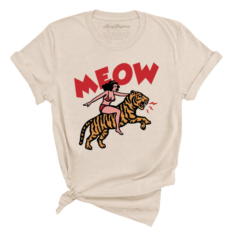 Meow Tiger Graphic Tee - Soft Cream