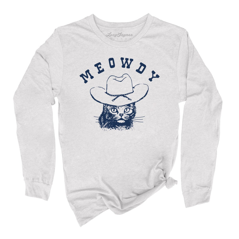 Meowdy Graphic Long Sleeve Tee - Ash