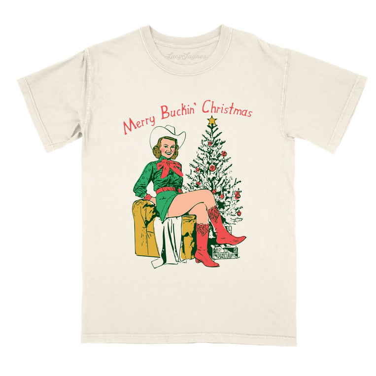 Merry Buckin' Christmas Comfort Colors Graphic Tee - Ivory