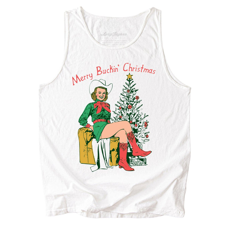 Merry Buckin' Christmas Comfort Colors Graphic Tank Top