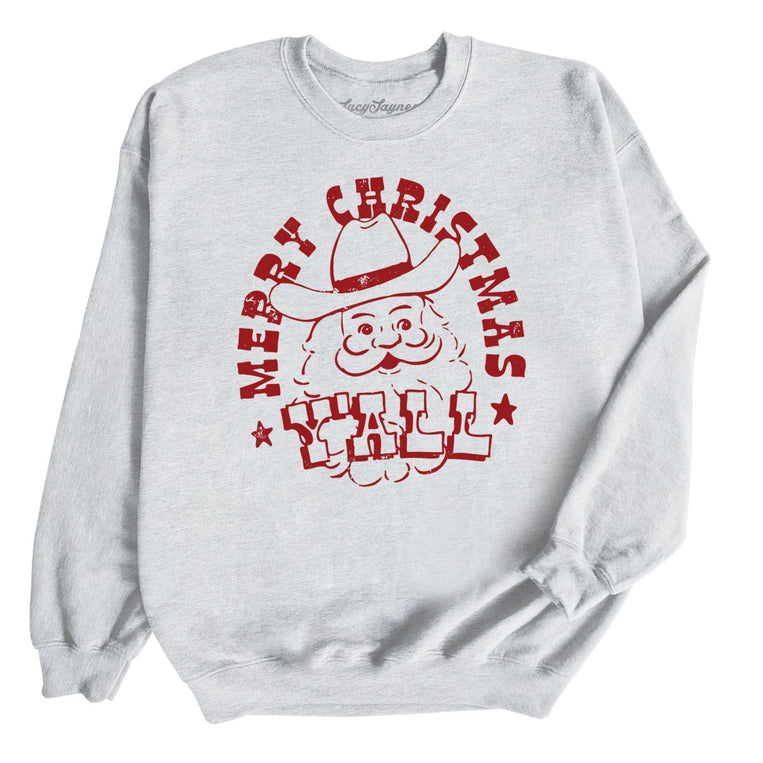 Merry Christmas Y'all Graphic Sweatshirt - Ash