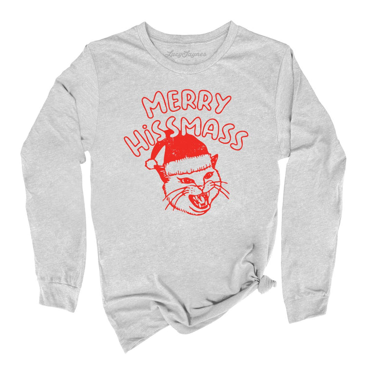 Merry Hissmass Graphic Long Sleeve Tee - Athletic Heather