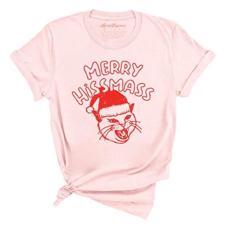 Merry Hissmass Graphic Tee - Soft Pink