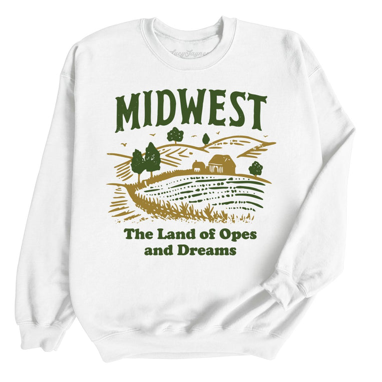 Midwest Land of Opes and Dreams Graphic Sweatshirt - White