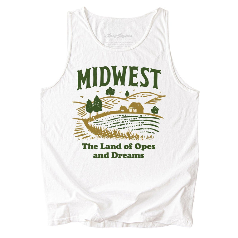 Midwest Land of Opes and Dreams Comfort Colors Graphic Tank Top - White