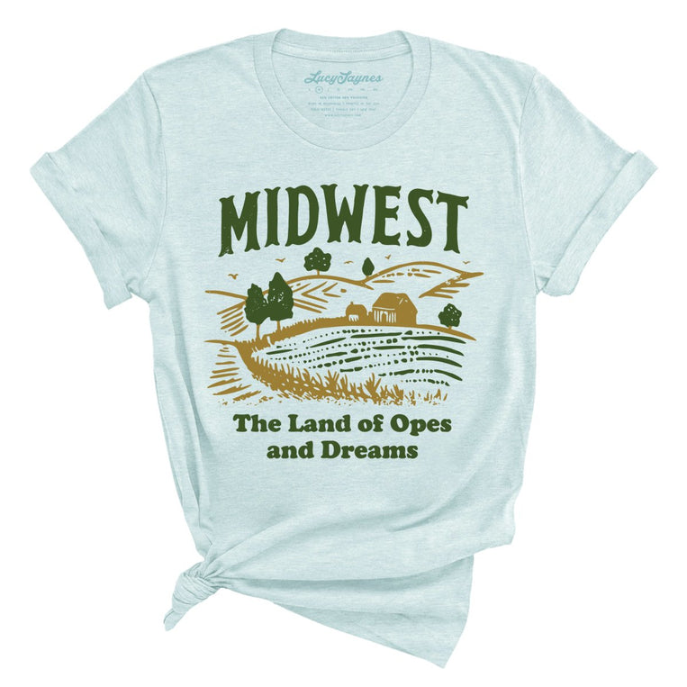 Midwest Land of Opes and Dreams Graphic Tee - Heather Ice Blue