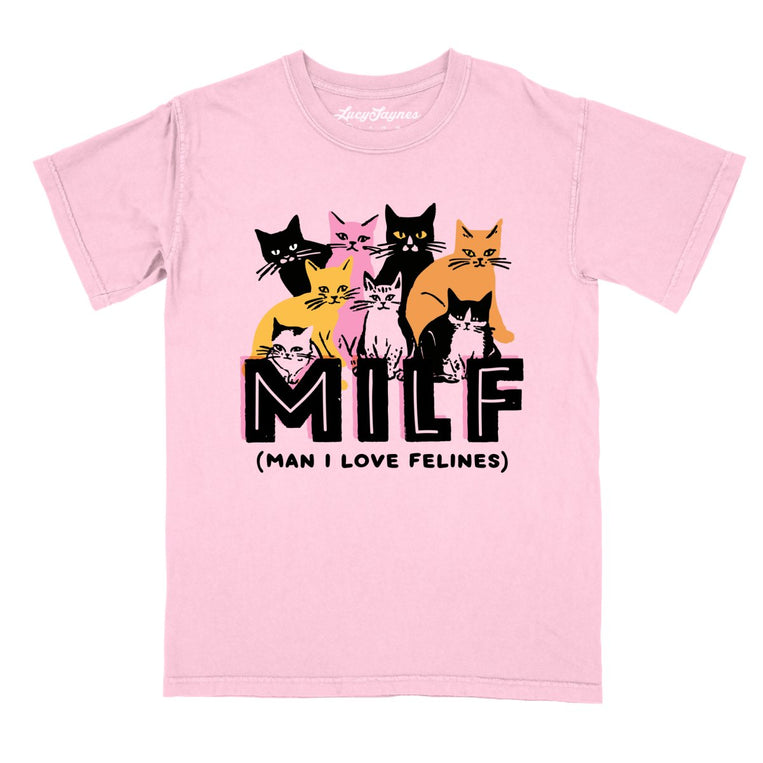 Milf Man I Love Felines Comfort Colors Graphic Tee - Blossom