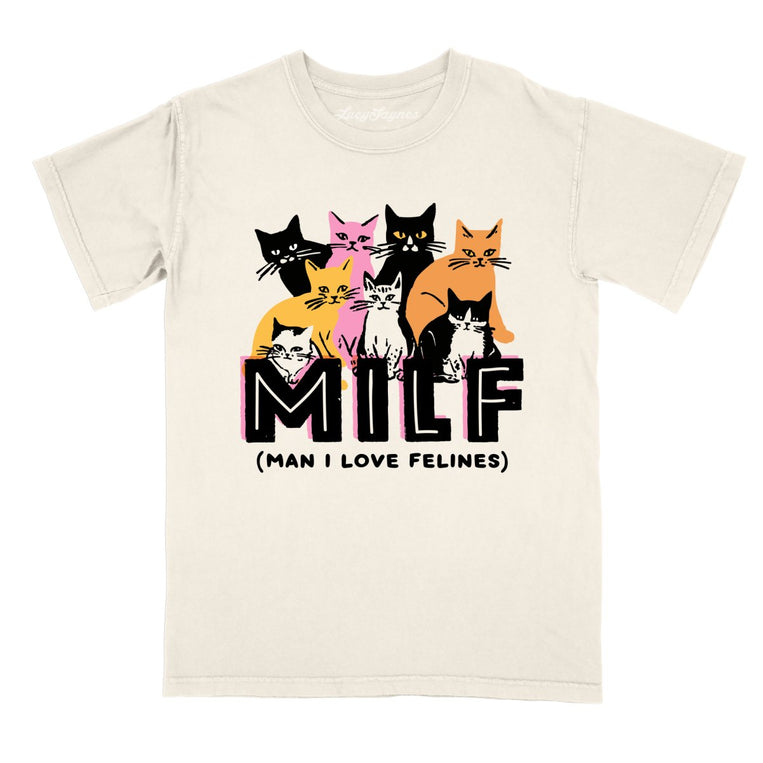 Milf Man I Love Felines Comfort Colors Graphic Tee - Ivory