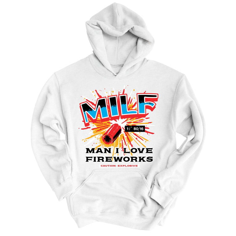 Man I Love Fireworks Graphic Hoodie - White