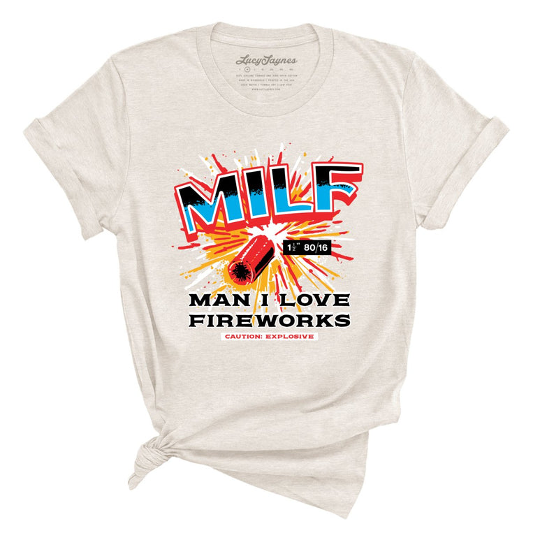 Man I Love Fireworks Graphic Tee - Heather Dust