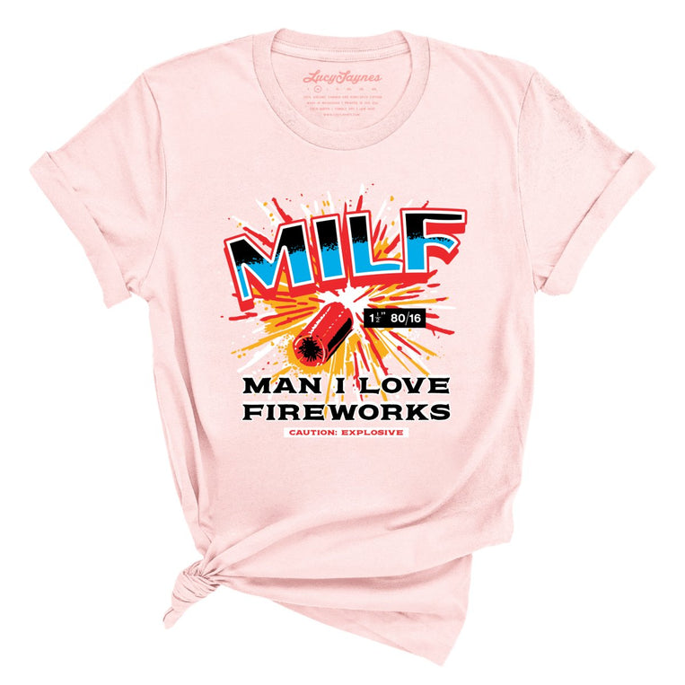 Man I Love Fireworks Graphic Tee - Soft Pink