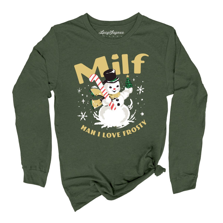 Man I Love Frosty Graphic Long Sleeve Tee - Military Green
