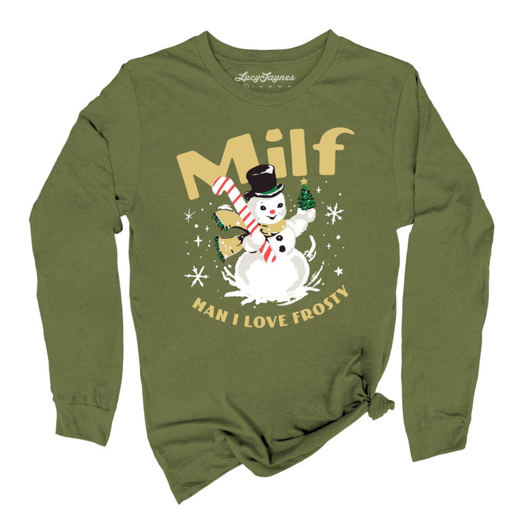 Man I Love Frosty Graphic Long Sleeve Tee - Olive