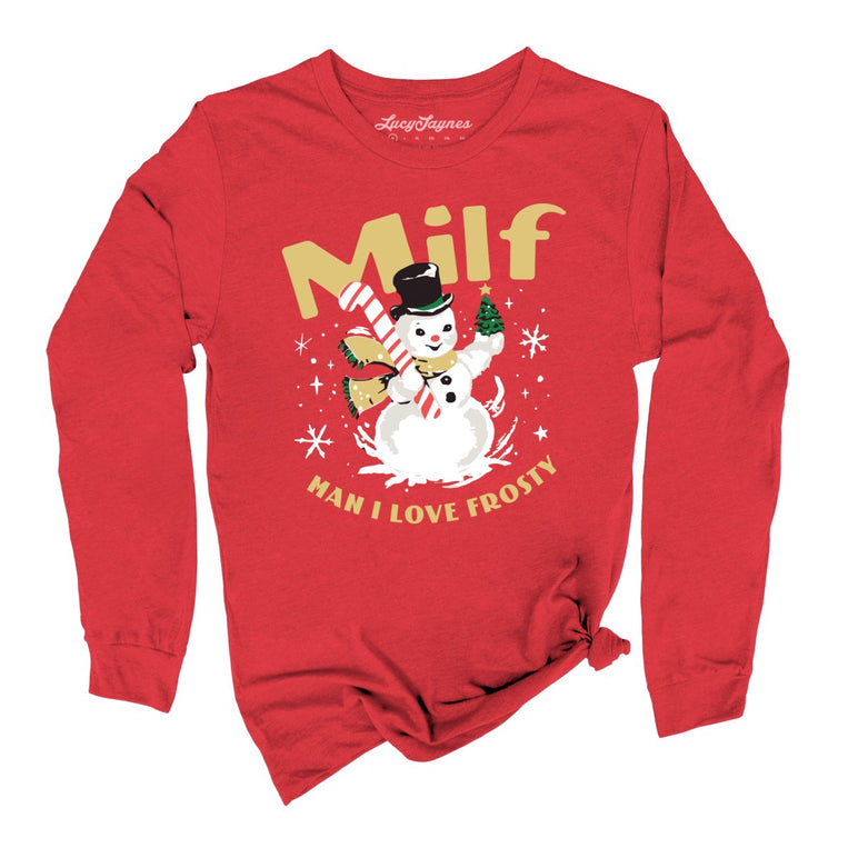 Man I Love Frosty Graphic Long Sleeve Tee - Red