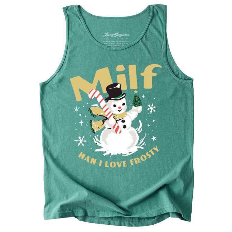 Man I Love Frosty Comfort Colors Graphic Tank Top - Light Green