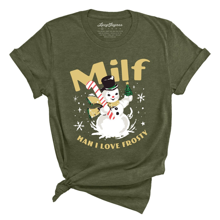 Man I Love Frosty Graphic Tee - Heather Military Green