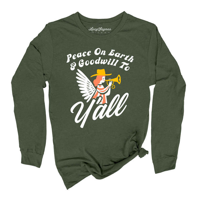 Goodwill To Y'all Graphic Long Sleeve Tee - Military Green