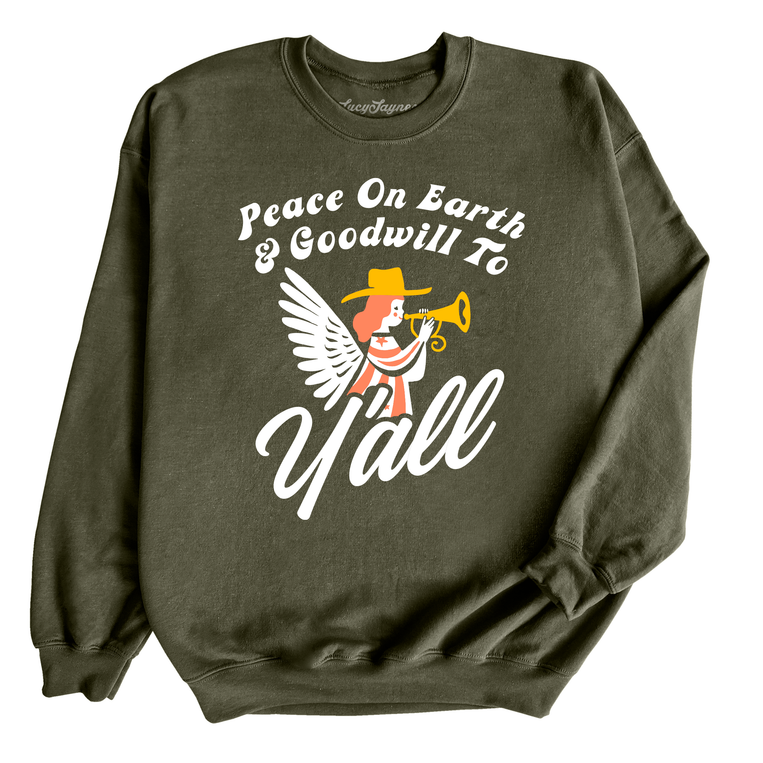 Goodwill To Y'all Graphic Sweatshirt - Military Green