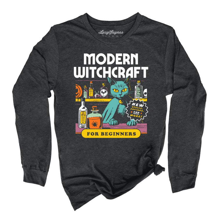 Modern Witchcraft Graphic Long Sleeve Tee - Dark Grey Heather