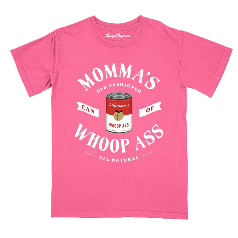 Momma's Can Of Whoop Ass Comfort Colors Graphic Tee - Crunchberry
