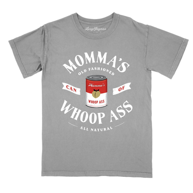 Momma's Can Of Whoop Ass Comfort Colors Graphic Tee - Grey