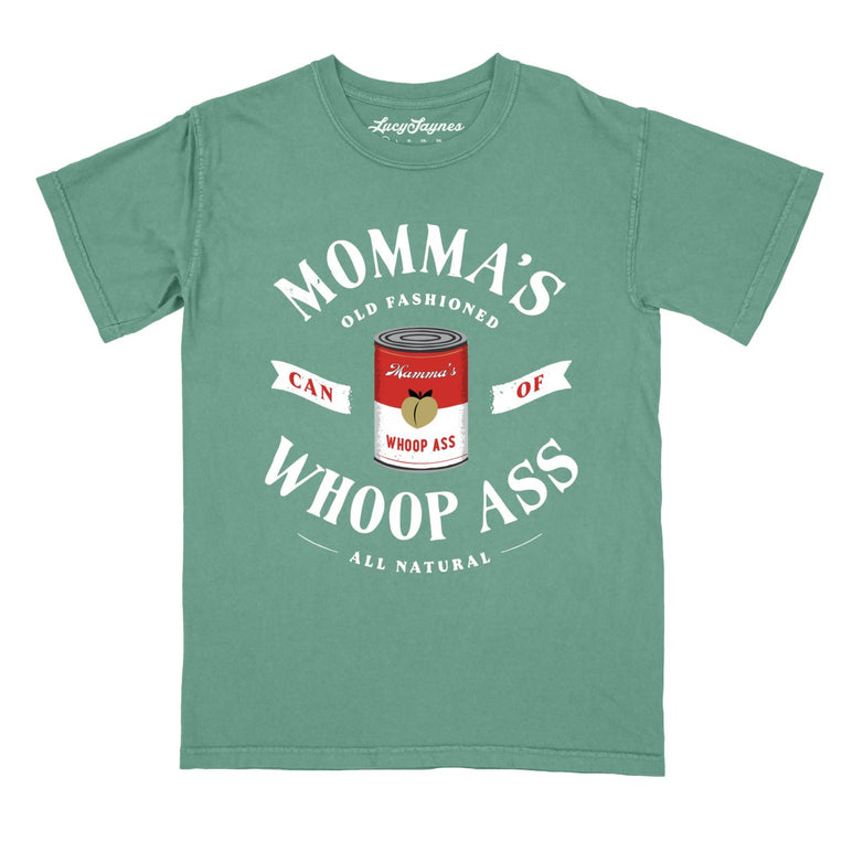 Momma's Can Of Whoop Ass Comfort Colors Graphic Tee - Light Green