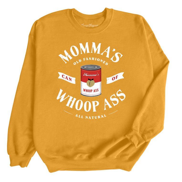 Momma's Can Of Whoop Ass Graphic Sweatshirt - Gold